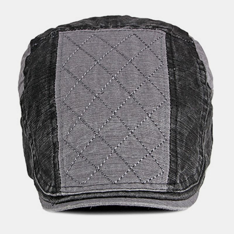 Hombres Algodón Patchwork Color Estilo Británico Exterior Casual Todo-fósforo Parasol Adelante Sombrero Boina Sombrero