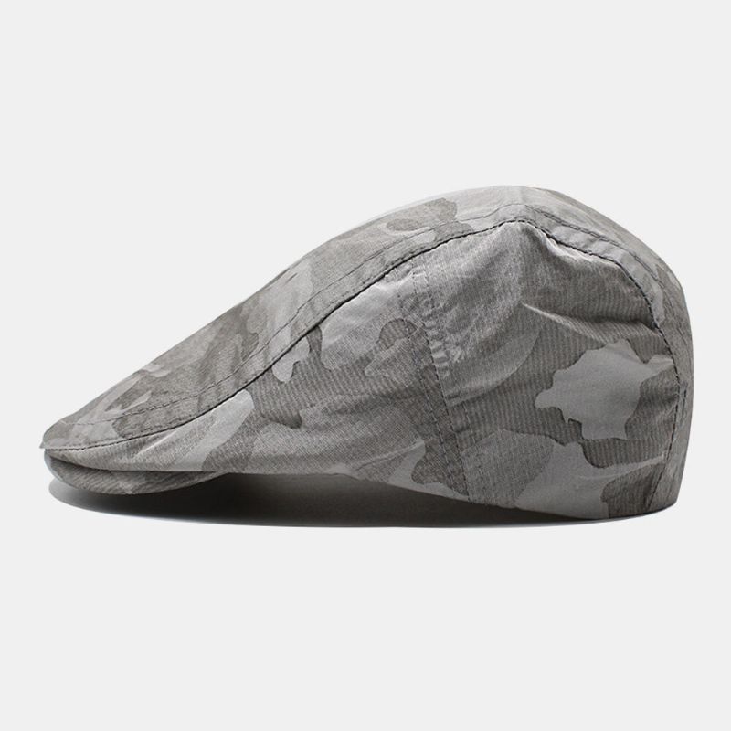 Hombres Algodón Patrón De Camuflaje Parasol Fino Para Exteriores Sombrero Delantero Gorra Plana Gorra De Boina