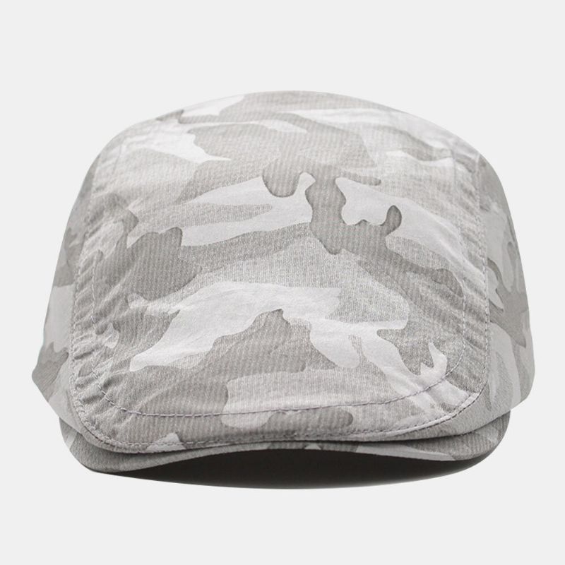 Hombres Algodón Patrón De Camuflaje Parasol Fino Para Exteriores Sombrero Delantero Gorra Plana Gorra De Boina