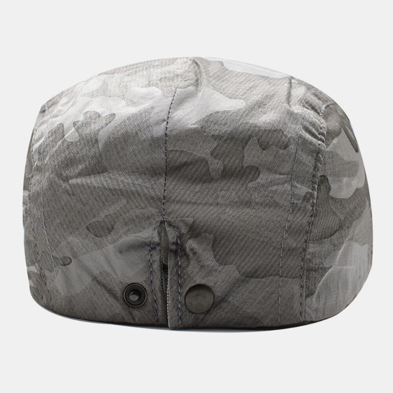 Hombres Algodón Patrón De Camuflaje Parasol Fino Para Exteriores Sombrero Delantero Gorra Plana Gorra De Boina