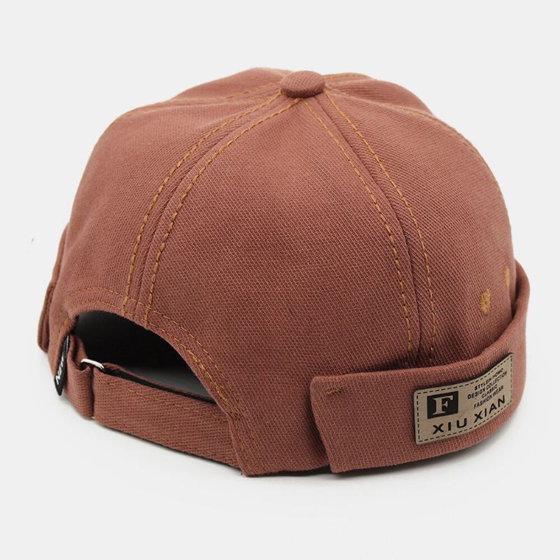 Hombres Algodón Patrón De Letras Patchwork Hip-hop Ajustable Retro Casual Gorra De Propietario Gorro Sin Ala Gorro De Calavera