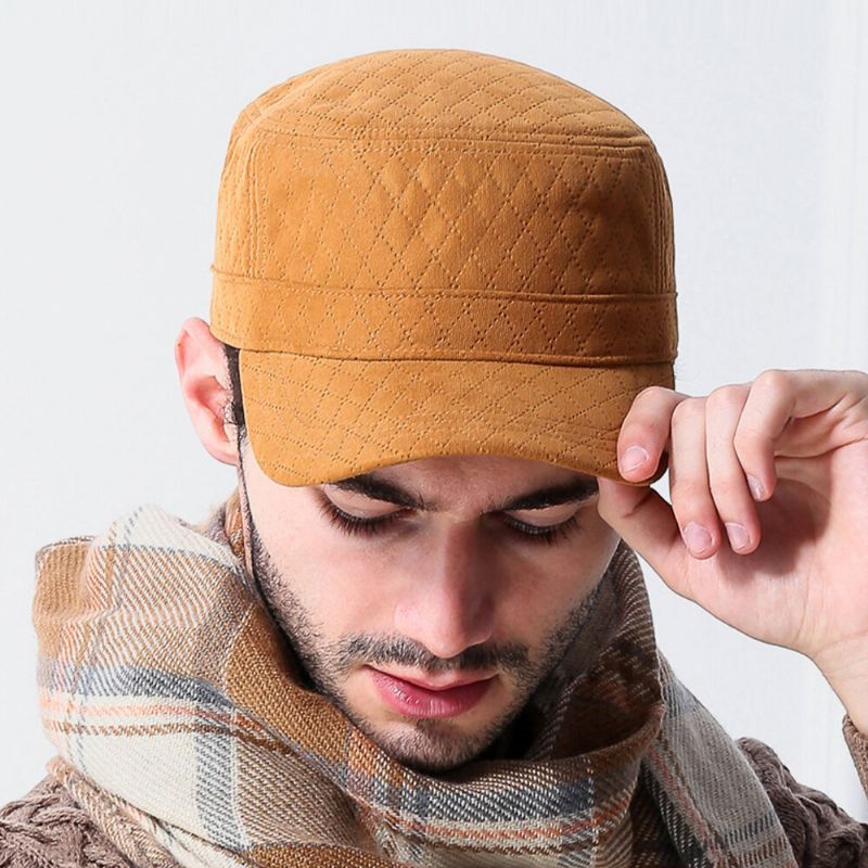 Hombres Algodón Patrón En Relieve Visera Solar Informal Sombrero Para El Sol Sombrero Plano Sombrero Militar Gorra Con Visera