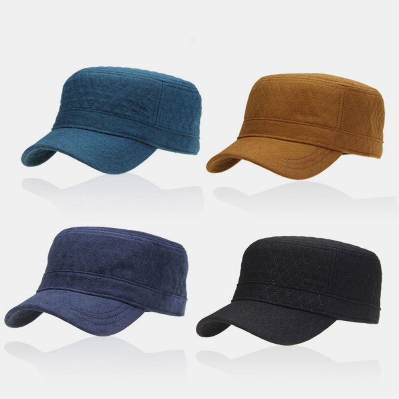 Hombres Algodón Patrón En Relieve Visera Solar Informal Sombrero Para El Sol Sombrero Plano Sombrero Militar Gorra Con Visera