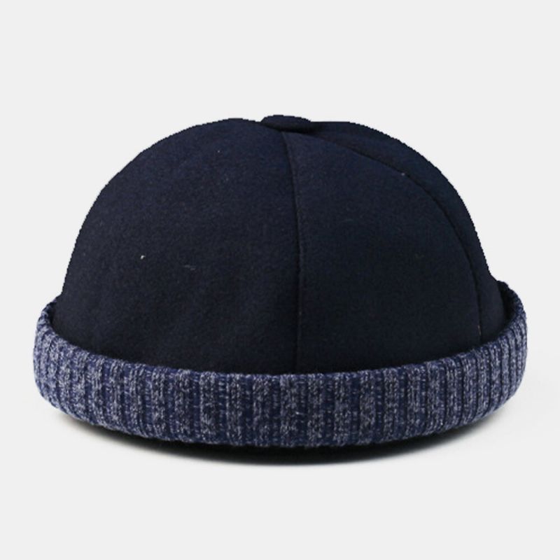 Hombres Algodón Poliéster Color Sólido Prensado Casual Sombrilla Ajustable Gorro Transpirable Gorro De Propietario Gorra De Calavera