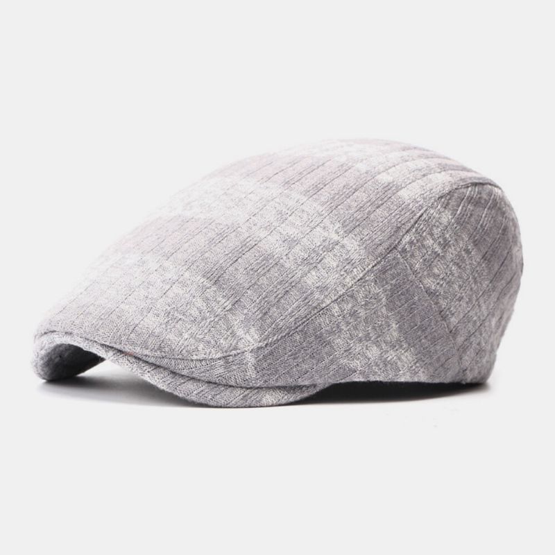 Hombres Algodón Rayas Patrón Visera Casual Moda Adelante Sombrero Boina Sombrero