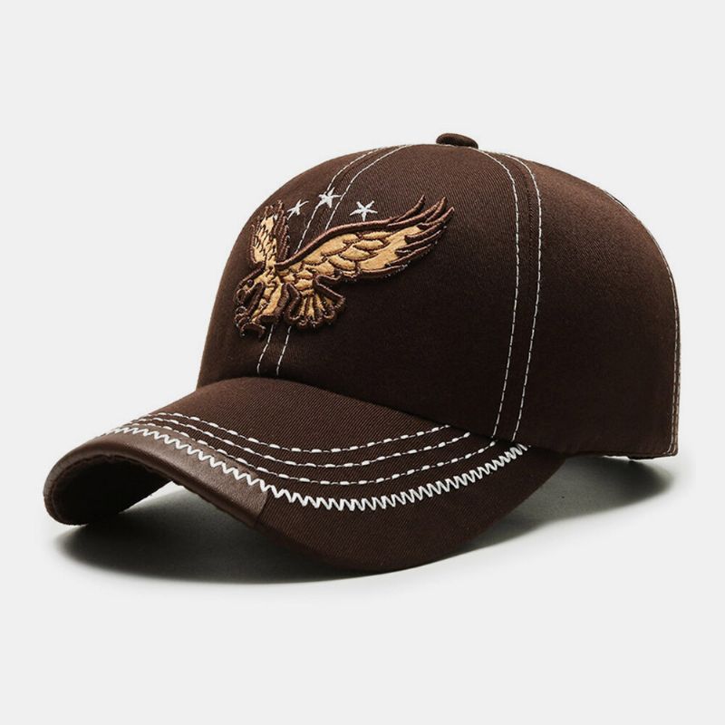 Hombres Algodón Retro Águila Bordado Patrón Sunvisor Casual Papá Sombrero Sombrero De Béisbol