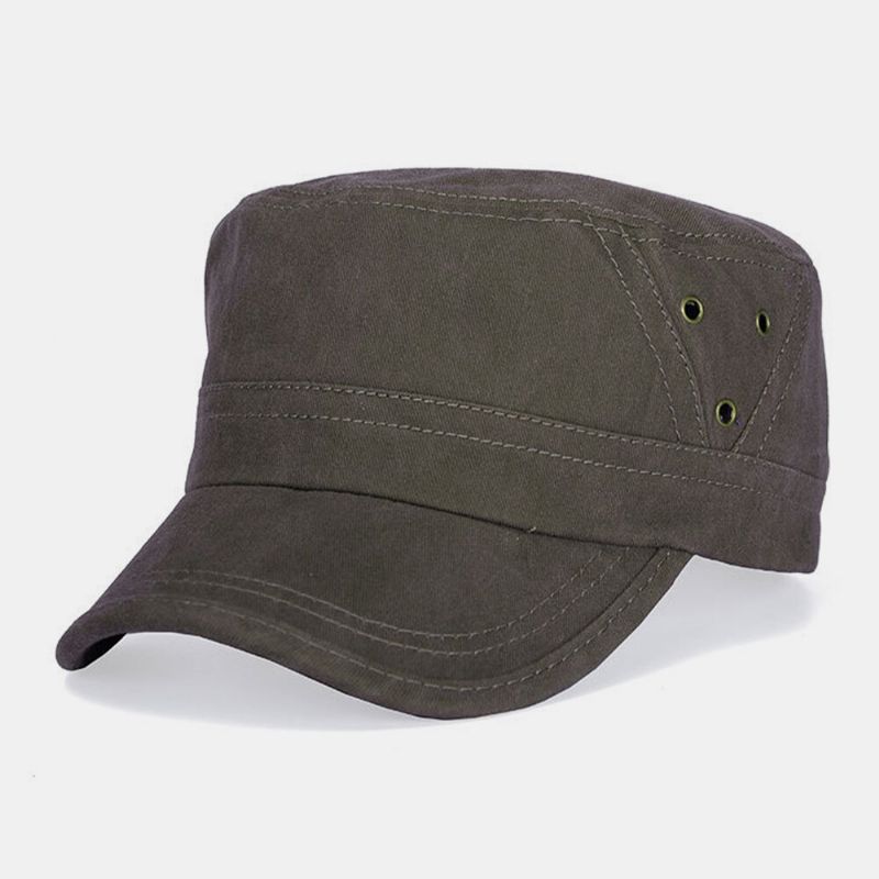 Hombres Algodón Retro Al Aire Libre Casual Sombrero Militar Transpirable Sombrero Con Pico Sombrero Plano