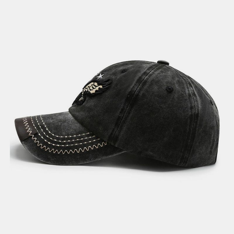 Hombres Algodón Retro Denim Águila Bordado Patrón Sunvisor Casual Papá Sombrero Sombrero De Béisbol