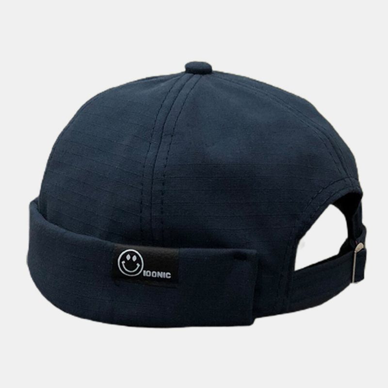 Hombres Algodón Sonrisa Cara Letra Parche Calle Moda Sin Ala Beanie Gorra De Propietario Gorra De Calavera