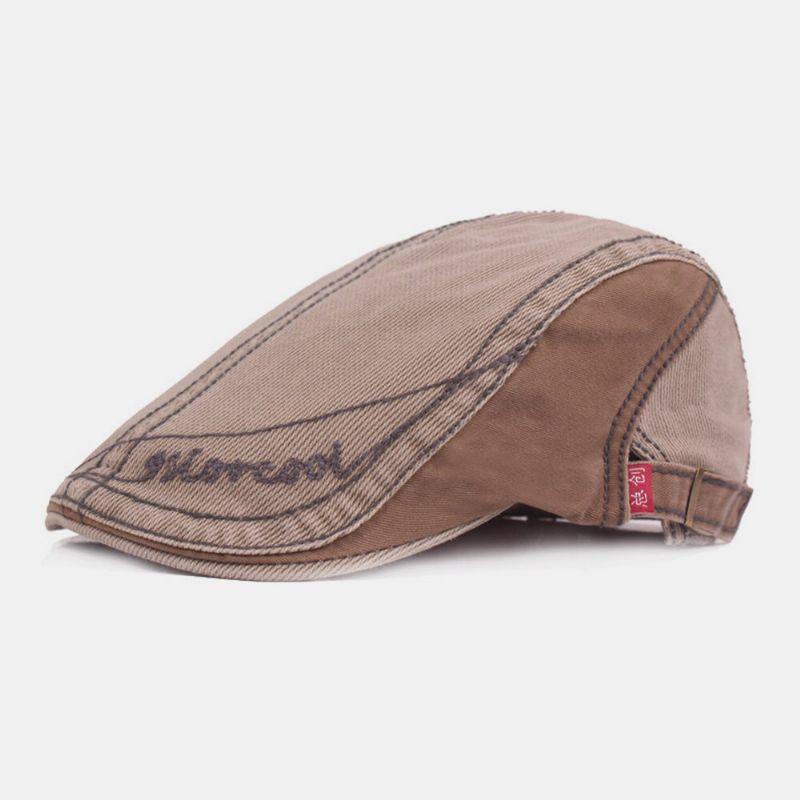 Hombres Bordado Patchwork Color Moda Casual Visera Plana Sombrero Adelante Sombrero Boina Sombrero