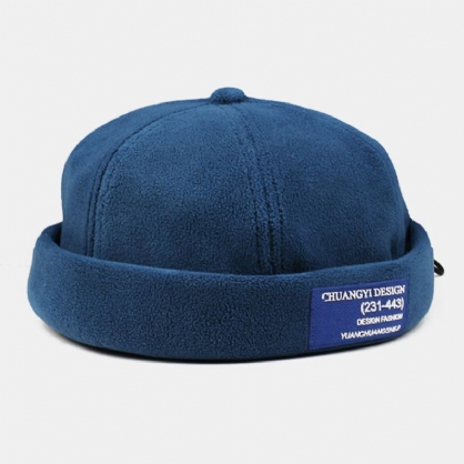 Hombres Cachemira Color Sólido Carta Paño Palo Crimpado Ajustable Casual Sombrilla Beanie Gorra De Propietario