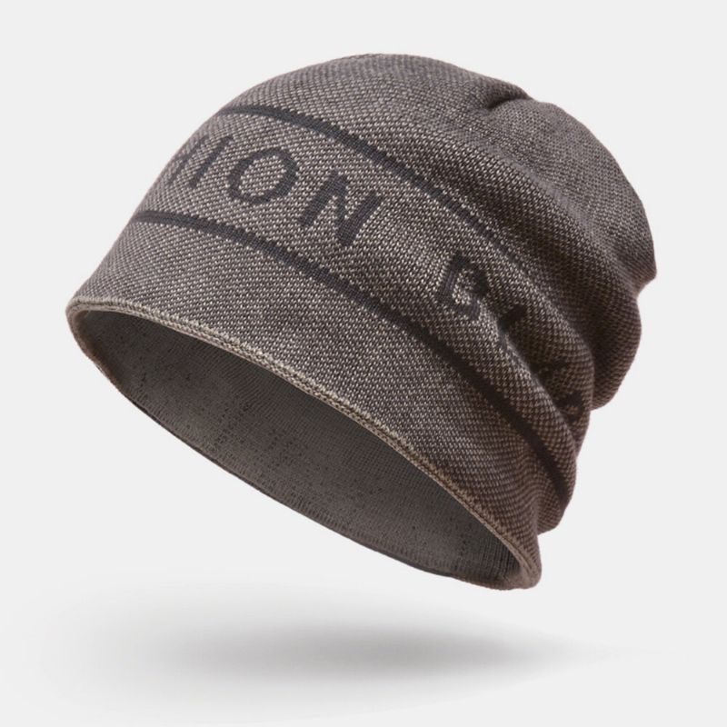 Hombres Cálido Al Aire Libre Otoño Invierno Casual Breve Patrón De Letras Sombrero De Punto Gorro