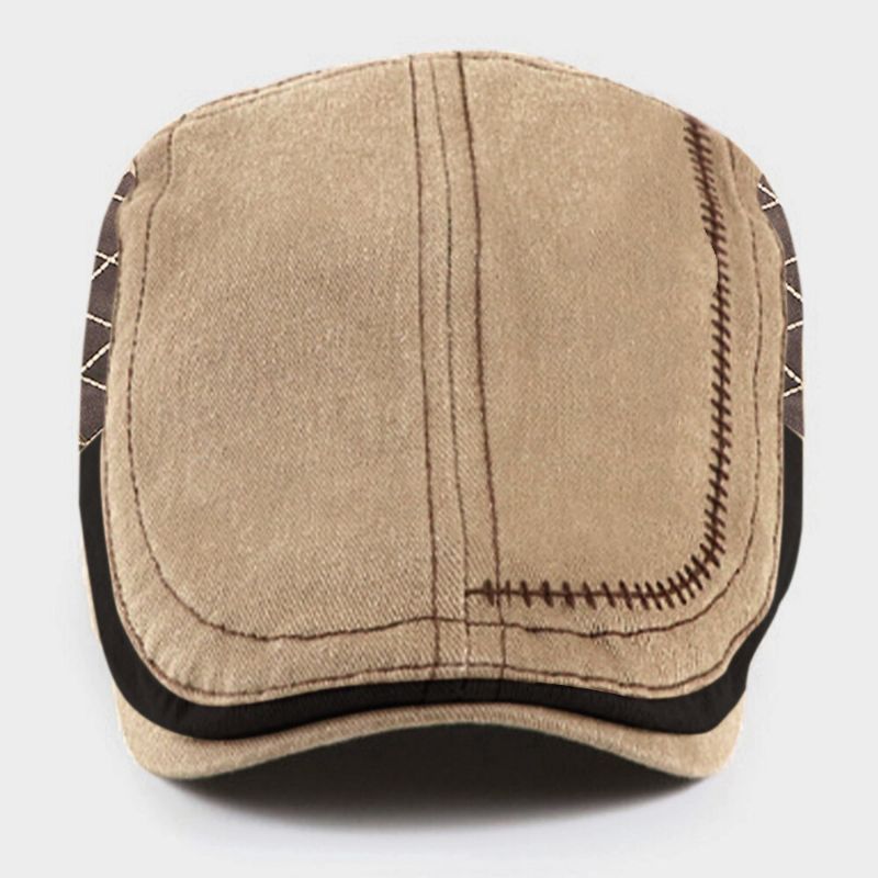 Hombres Color A Juego Sutura De La Mano Ajustable Casual Sombrilla Boina Gorra Sombrero Plano