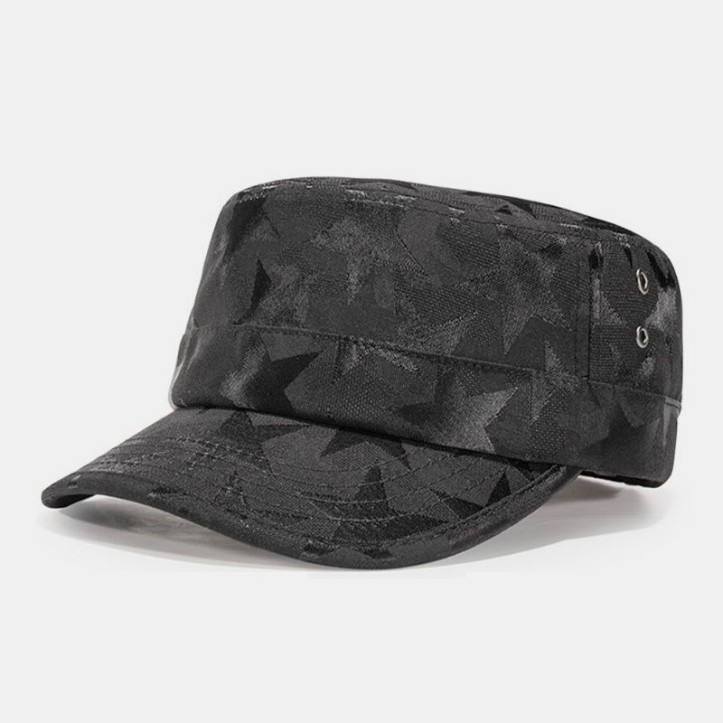 Hombres Color Sólido Patrón De Estrella De Cinco Puntas Sombrilla Informal Al Aire Libre Gorra Militar Sombrero Plano