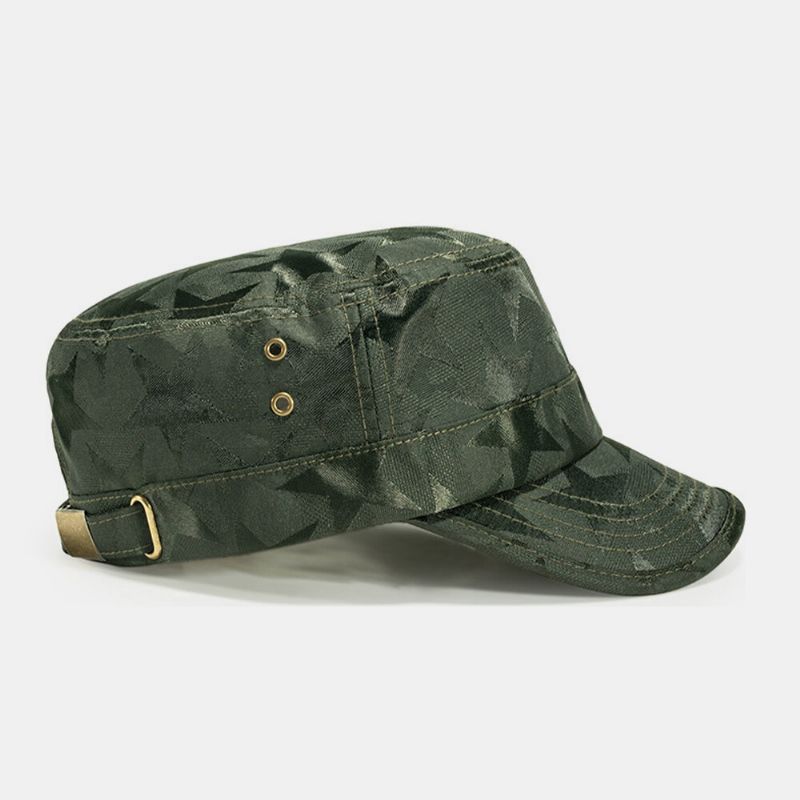 Hombres Color Sólido Patrón De Estrella De Cinco Puntas Sombrilla Informal Al Aire Libre Gorra Militar Sombrero Plano