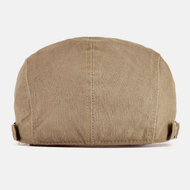 Hombres Color Sólido Sutura De La Mano Ajustable Casual Sombrilla Boina Gorra Sombrero Plano