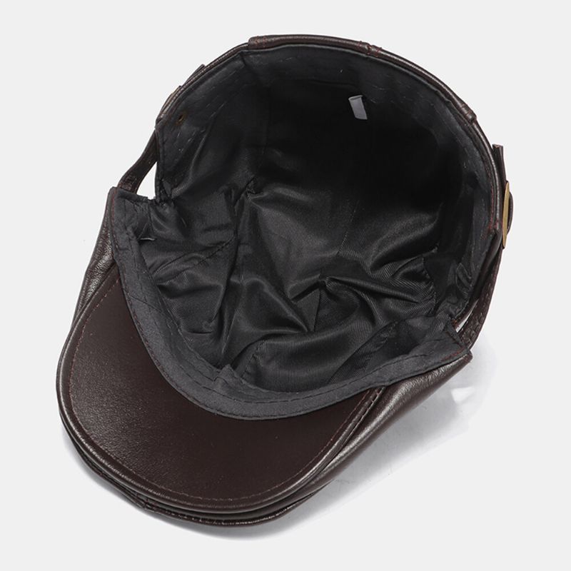 Hombres De Cuero Genuino Casual Retro Fashion Forward Hat Sombrero De Boina