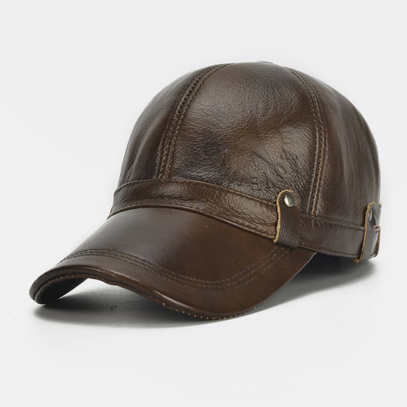 Hombres De Cuero Genuino Vintage Clásico Casual Sunvisor Sombrero De Béisbol Sombrero De Boina