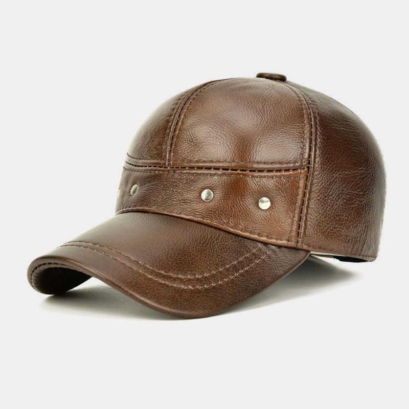 Hombres De Cuero Genuino Vintage Clásico Casual Sunvisor Sombrero De Béisbol Sombrero De Boina