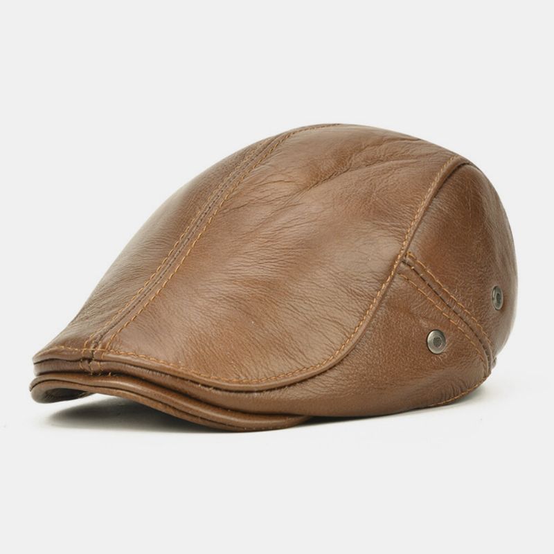 Hombres De Cuero Genuino Vintage Clásico Casual Sunvisor Sombrero De Béisbol Sombrero De Boina