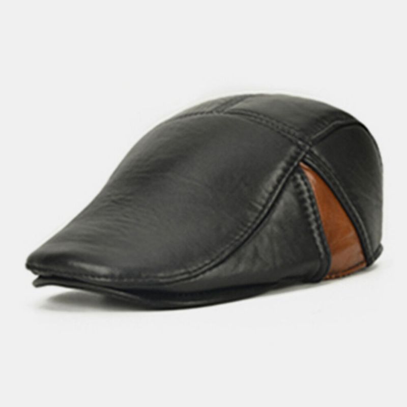 Hombres De Cuero Genuino Vintage Clásico Casual Sunvisor Sombrero De Béisbol Sombrero De Boina