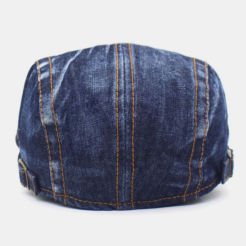 Hombres Denim Dos Bolsillos Decoración Retro Exterior Sombrilla Adelante Sombrero Boina Sombrero Sombrero Plano