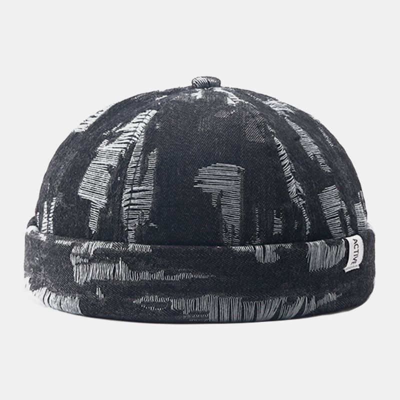 Hombres Denim Make-old Hole Street Hip-hop Gorro Sin Ala Gorra De Propietario Gorra De Calavera