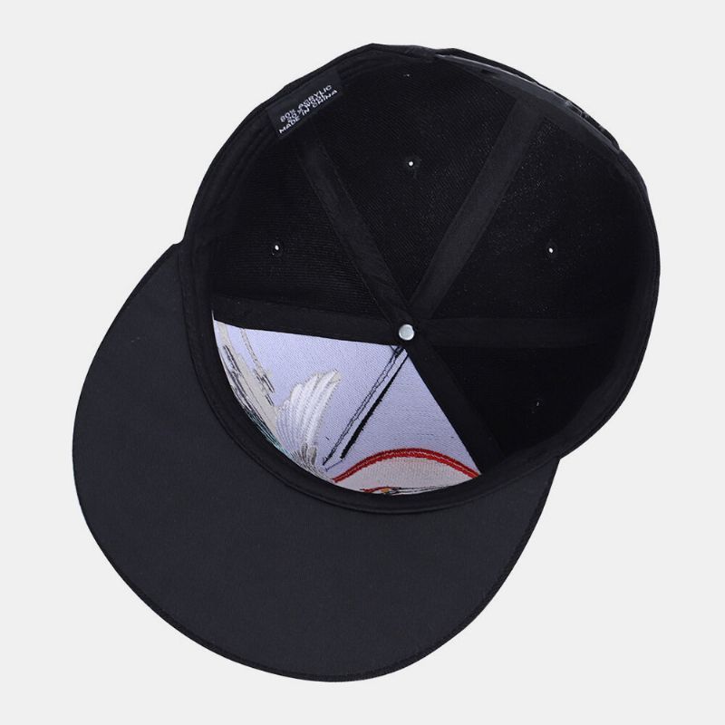 Hombres Estilo Chino Bordado Patrón De Grúa Hip-hop Sombrero De Béisbol Snapback De Ala Plana Informal