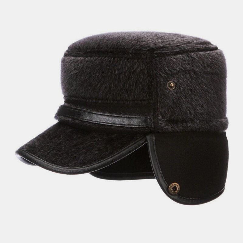 Hombres Faux Mink Hair Thermal Warm Protección Para Los Oídos Sombrero Plano Sombrero De Béisbol Sombrero De Papá