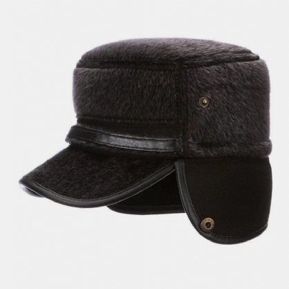 Hombres Faux Mink Hair Thermal Warm Protección Para Los Oídos Sombrero Plano Sombrero De Béisbol Sombrero De Papá