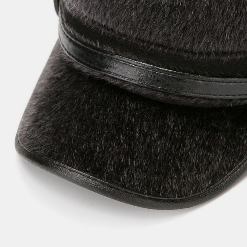 Hombres Faux Mink Hair Thermal Warm Protección Para Los Oídos Sombrero Plano Sombrero De Béisbol Sombrero De Papá