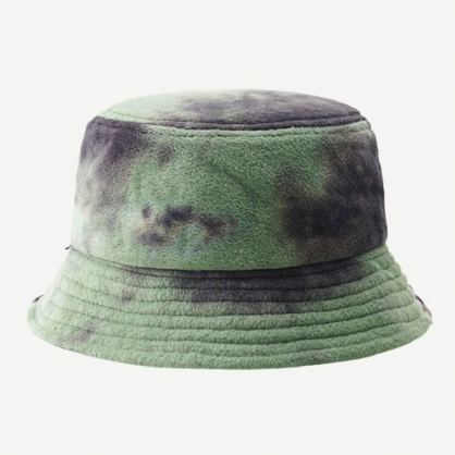 Hombres Felpa Tie-dye Contraste Color Estilo Hip-hop Cálido Sombrero De Cubo Informal