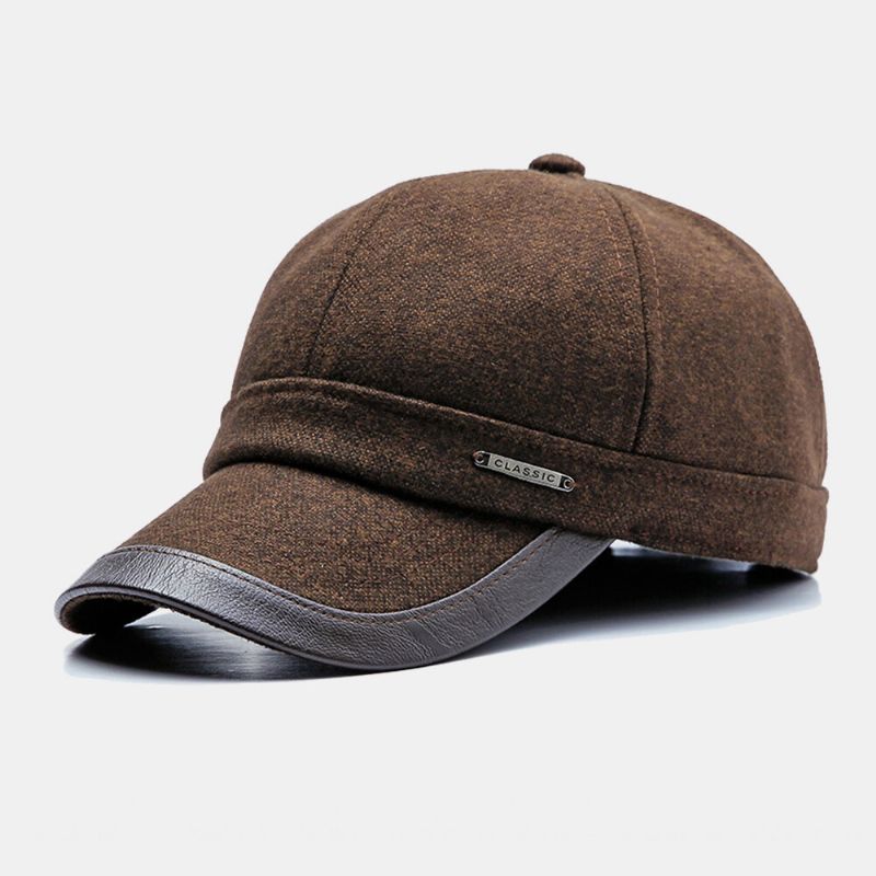 Hombres Fieltro Protección Para Los Oídos Cálido Otoño E Invierno Deportes Al Aire Libre Gorra De Béisbol Informal