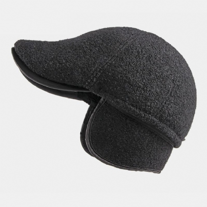 Hombres Fieltro Protección Para Los Oídos Invierno Exterior Color Sólido Casual Universal Plus Thicken Plus Velvet Beret Hat Forward Hat