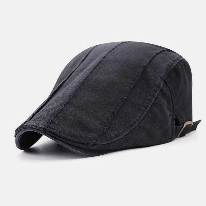 Hombres Hechos A Mano Algodón Estilo Británico Costura Rayas Al Aire Libre Casual Universal Forward Hat Gorra De Boina