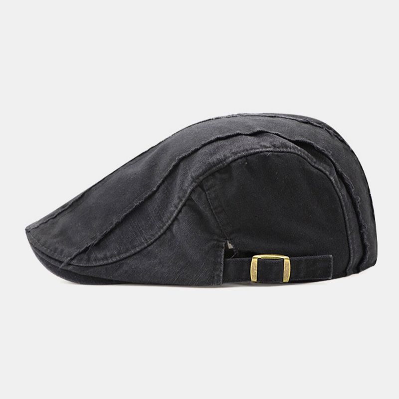 Hombres Hechos A Mano Algodón Estilo Británico Costura Rayas Al Aire Libre Casual Universal Forward Hat Gorra De Boina