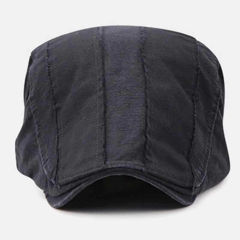 Hombres Hechos A Mano Algodón Estilo Británico Costura Rayas Al Aire Libre Casual Universal Forward Hat Gorra De Boina