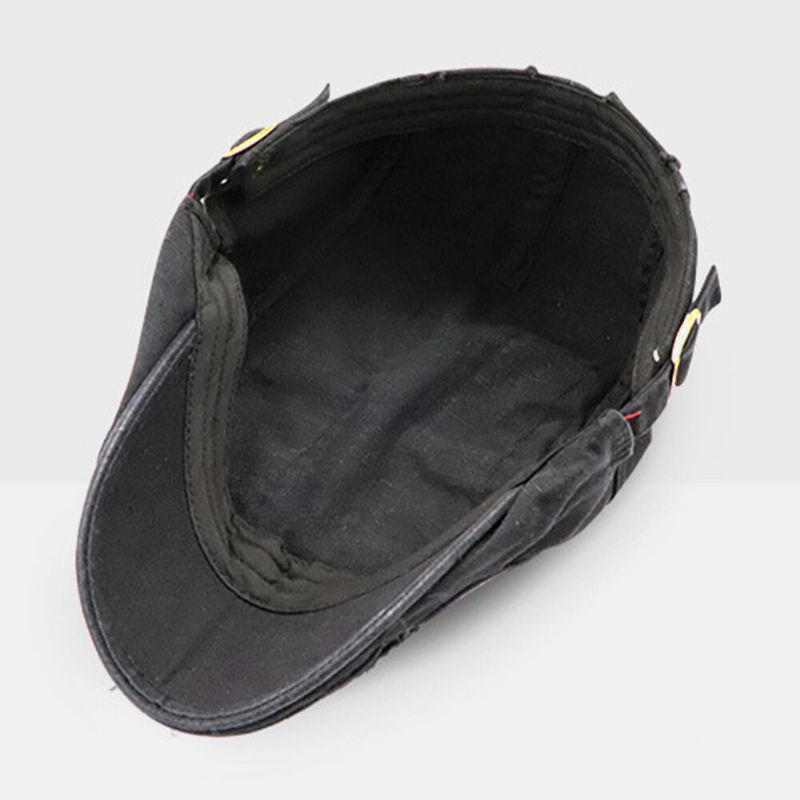 Hombres Hechos A Mano Algodón Estilo Británico Costura Rayas Al Aire Libre Casual Universal Forward Hat Gorra De Boina