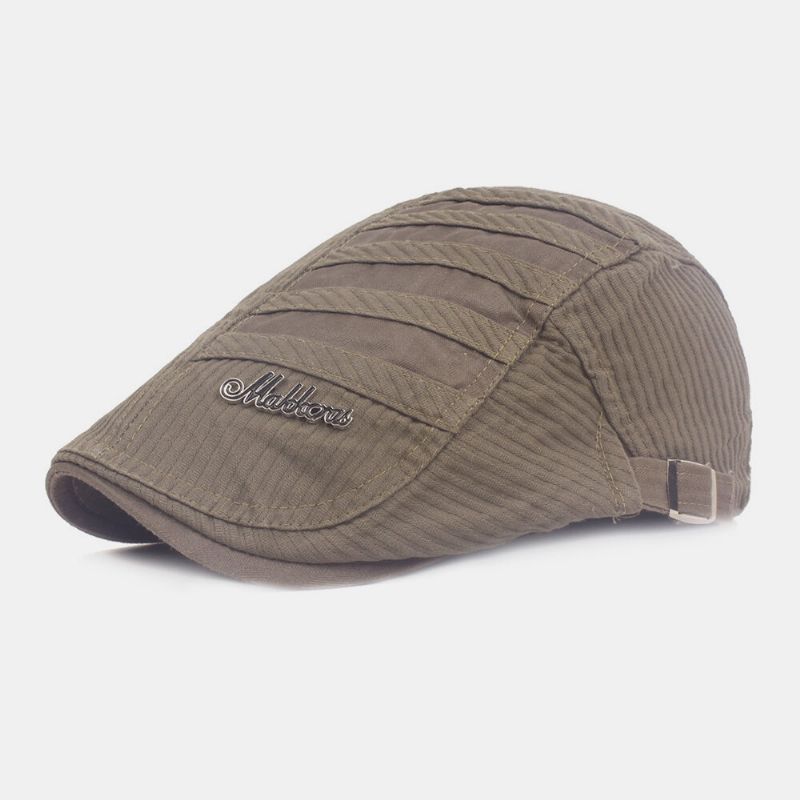 Hombres Insignia De Metal De Algodón Casual Simple Forward Hat Sombrero Plano Sombrero De Boina