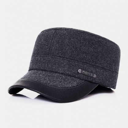 Hombres Hombres Lana Casual Protección Para Los Oídos Al Aire Libre Grueso Padre Papá Regalo Sombrero Plano Gorra Con Visera Sombrero De Béisbol