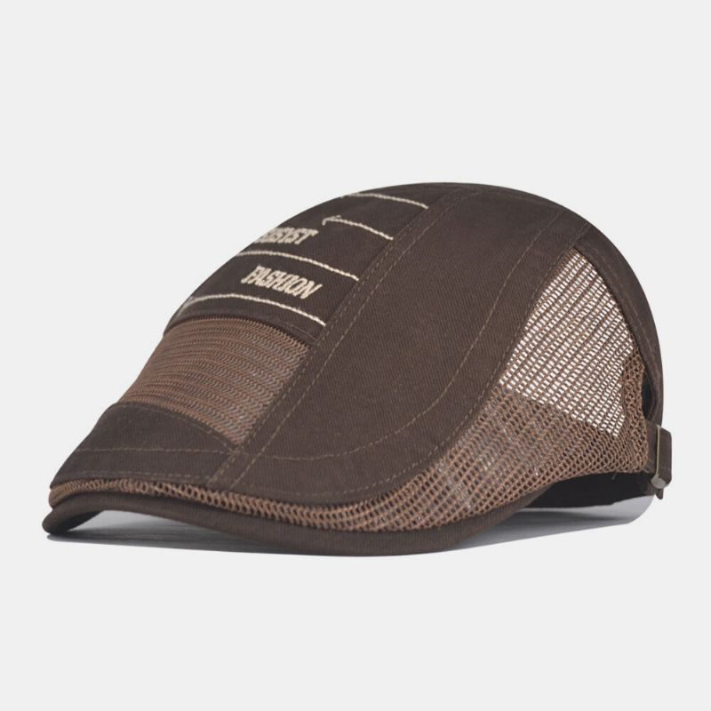 Hombres Malla De Algodón Transpirable Casual Retro Sombrilla Boina Gorra Sombrero Plano Sombrero Delantero