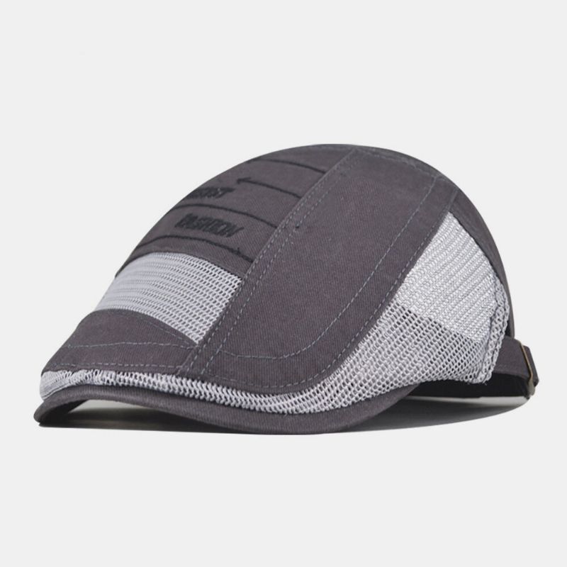 Hombres Malla De Algodón Transpirable Casual Retro Sombrilla Boina Gorra Sombrero Plano Sombrero Delantero