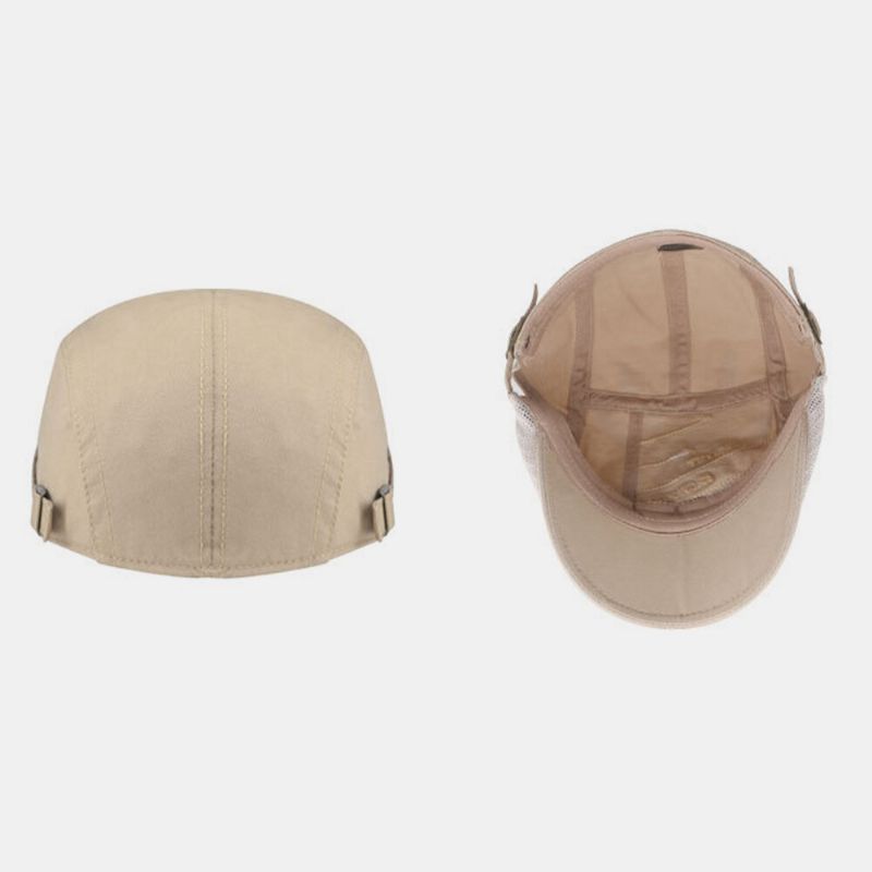 Hombres Malla De Algodón Transpirable Casual Retro Sombrilla Boina Gorra Sombrero Plano Sombrero Delantero