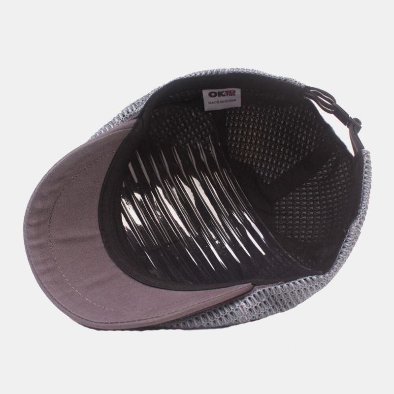 Hombres De Malla Completa Transpirable Casual Travel Sunshade Forward Hat Flat Cap Beret Cap