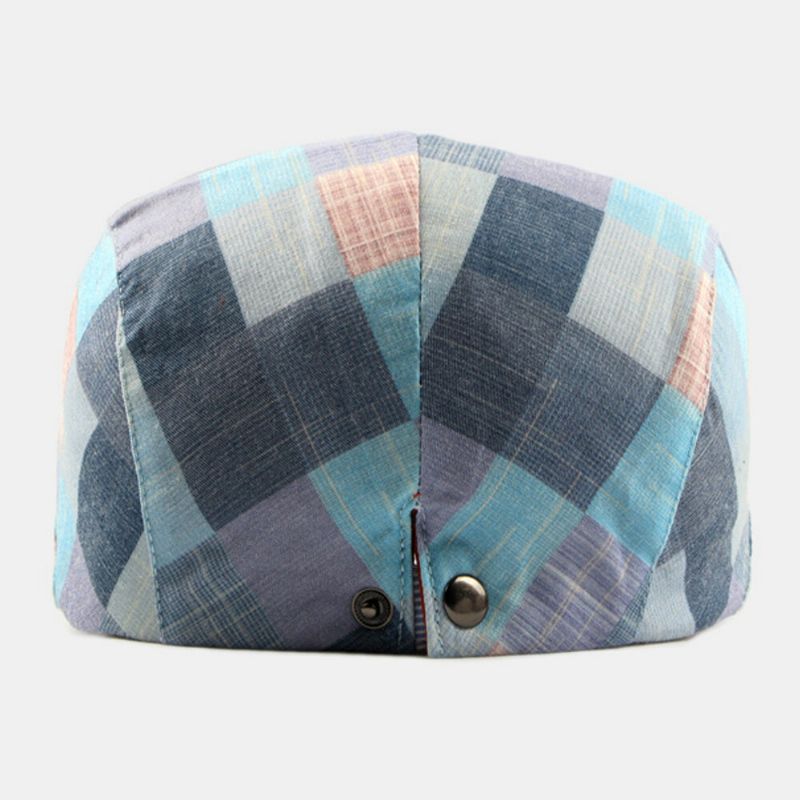 Hombres Mujeres Plaids Patrón Color De Contraste Casual Moda Joven Visera Adelante Sombrero Plano Sombrero Boina