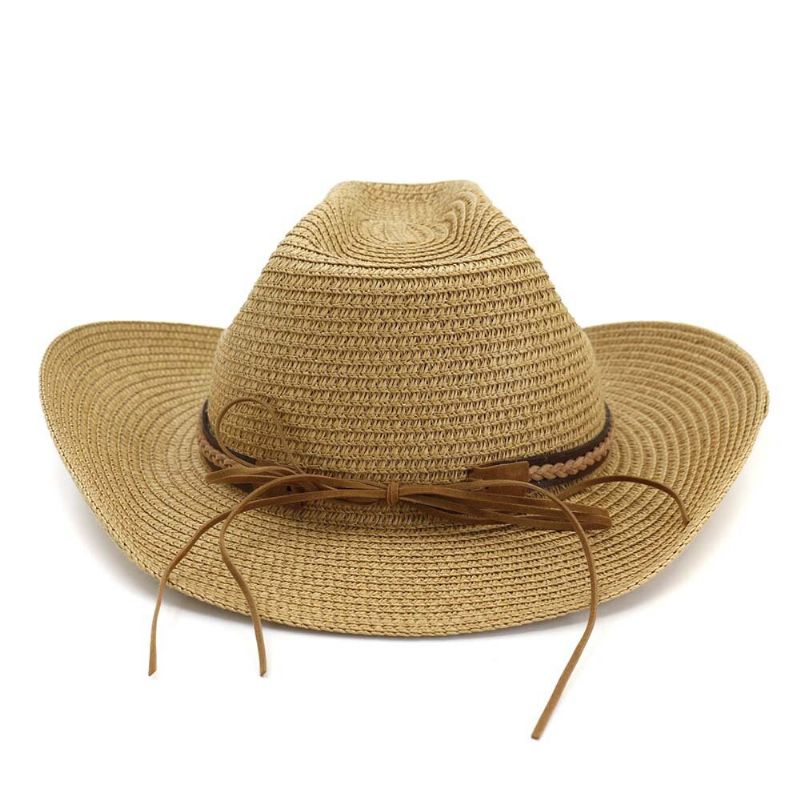 Hombres Mujeres Retro Paja Tejida Protector Solar Sombrero De Jazz Sombrero De Viaje Informal Al Aire Libre Transpirable