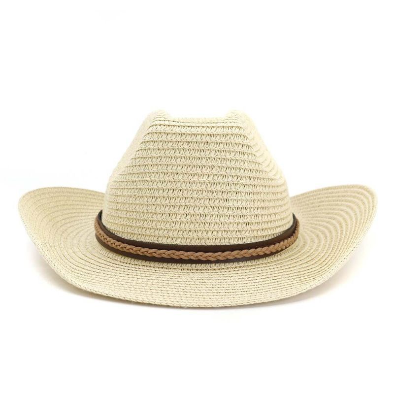 Hombres Mujeres Retro Paja Tejida Protector Solar Sombrero De Jazz Sombrero De Viaje Informal Al Aire Libre Transpirable