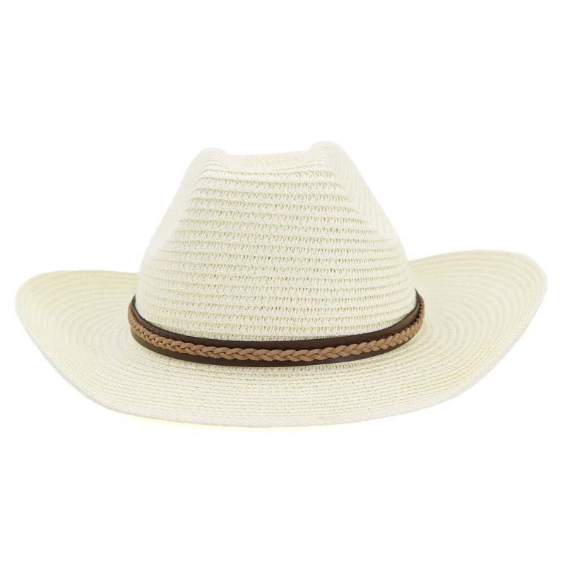 Hombres Mujeres Retro Paja Tejida Protector Solar Sombrero De Jazz Sombrero De Viaje Informal Al Aire Libre Transpirable