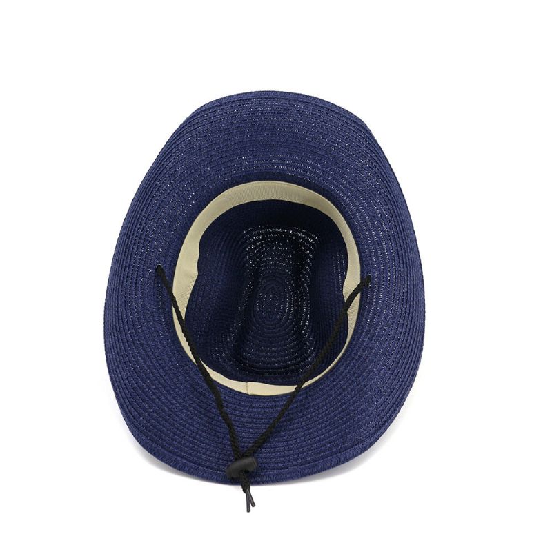 Hombres Mujeres Retro Paja Tejida Protector Solar Sombrero De Jazz Sombrero De Viaje Informal Al Aire Libre Transpirable