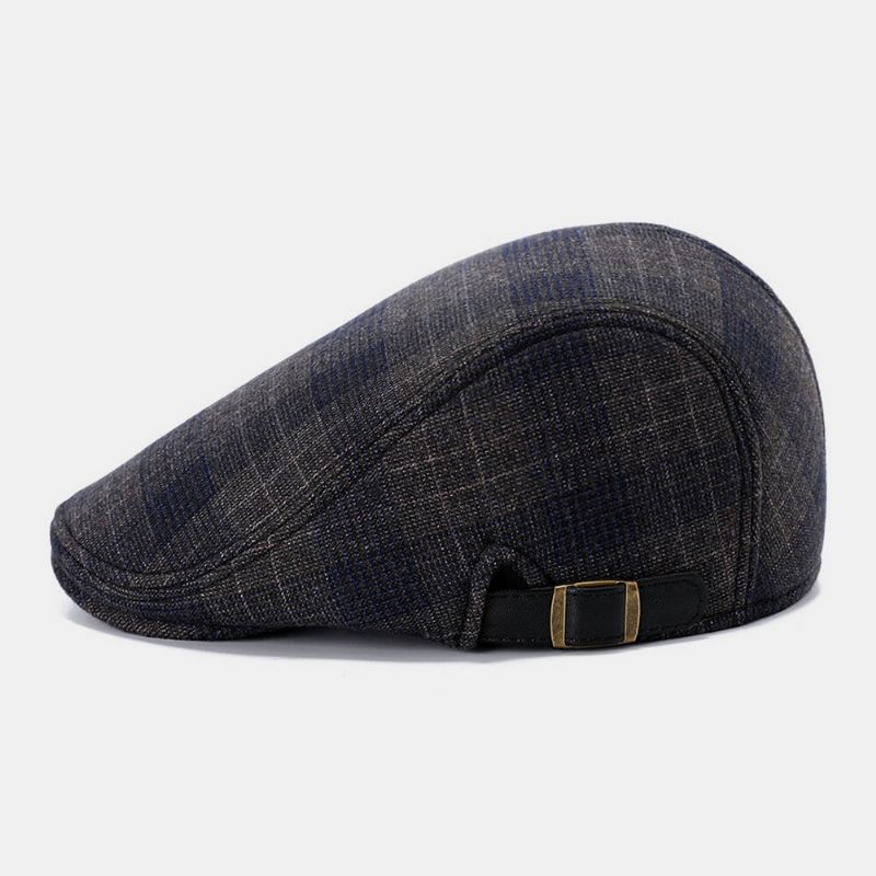 Hombres Patrón De Celosía De Lana Retro Moda Casual Sombrero Delantero Ajustable Sombrero De Boina